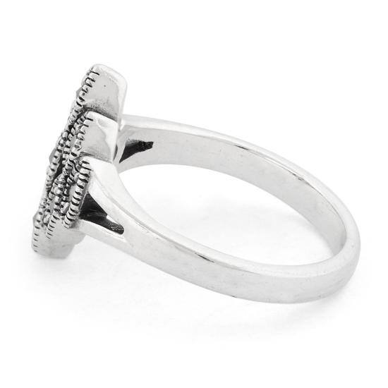 Sterling Silver Eye Marquise Marcasite Ring