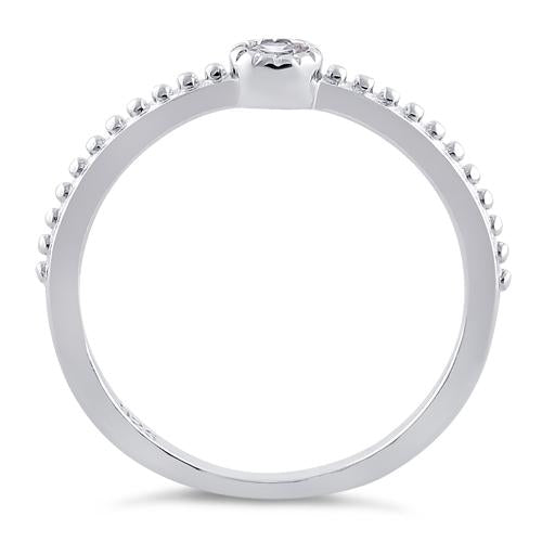 Sterling Silver Fancy Round Cut Clear CZ Ring