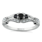 Sterling Silver Victorian Black CZ Ring