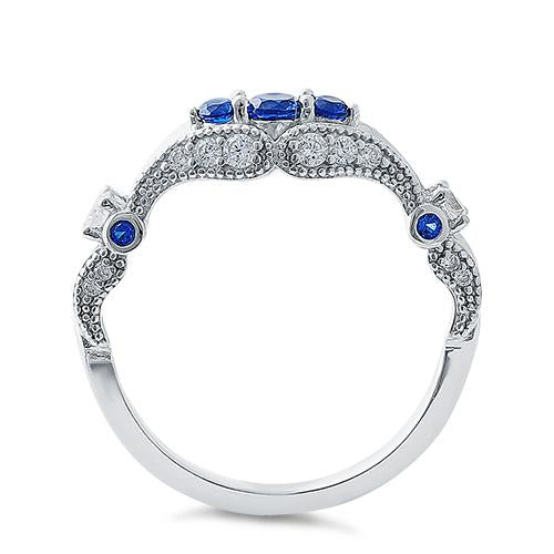 Sterling Silver Filigree Blue Spinel CZ Ring