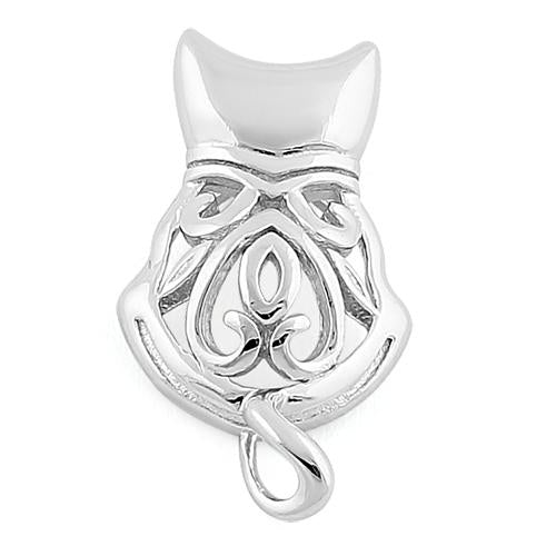 Sterling Silver Filigree Cat Pendant