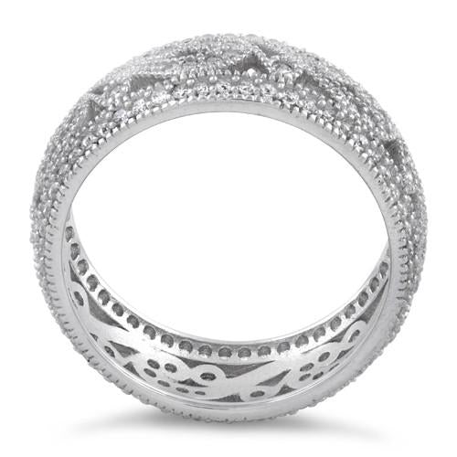 Sterling Silver Filigree CZ Ring