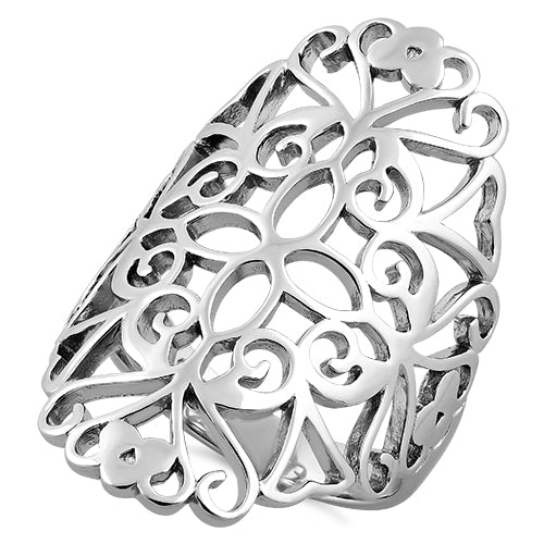 Sterling Silver Filigree Floral Ring