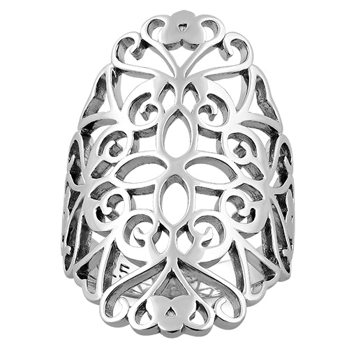 Sterling Silver Filigree Floral Ring