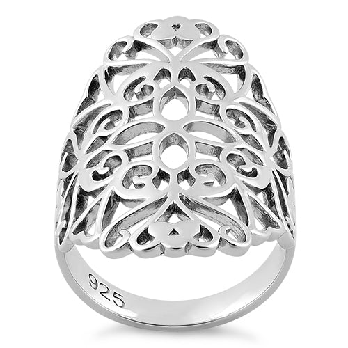 Sterling Silver Filigree Floral Ring