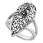 Sterling Silver Filigree Floral Teardrop Ring
