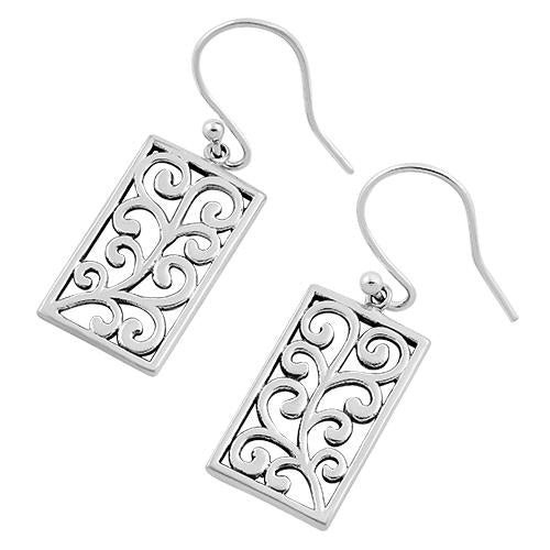 Sterling Silver Filigree Hook Earrings