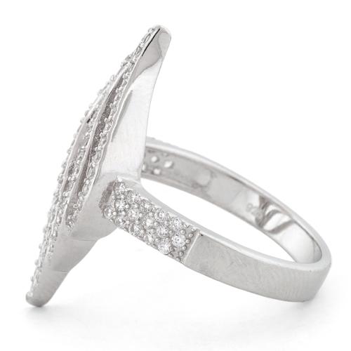 Sterling Silver Flame Pave CZ Ring