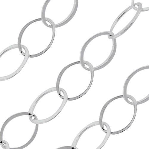Sterling Silver Flat Oval Cable Chain 8.8 x 6.6mm (sold by the foot)