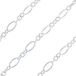 Sterling Silver Flat Oval Long & Short Chain 4.5 x 2.5mm (sold by the foot)