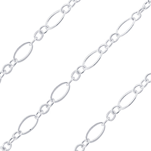 Sterling Silver Flat Oval Long & Short Chain 4.5 x 2.5mm (sold by the foot)
