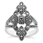 Sterling Silver Fleur-de-lis Marcasite Ring