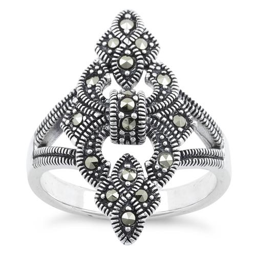 Sterling Silver Fleur-de-lis Marcasite Ring