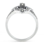 Sterling Silver Fleur-de-lis Marcasite Ring