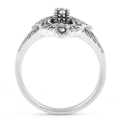 Sterling Silver Fleur-de-lis Marcasite Ring