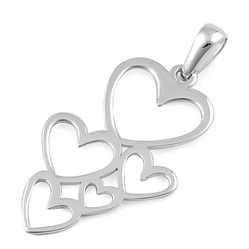 Sterling Silver Floating Hearts Pendant