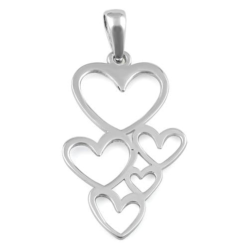 Sterling Silver Floating Hearts Pendant
