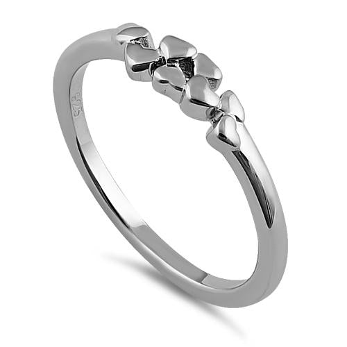 Sterling Silver Floating Hearts Ring