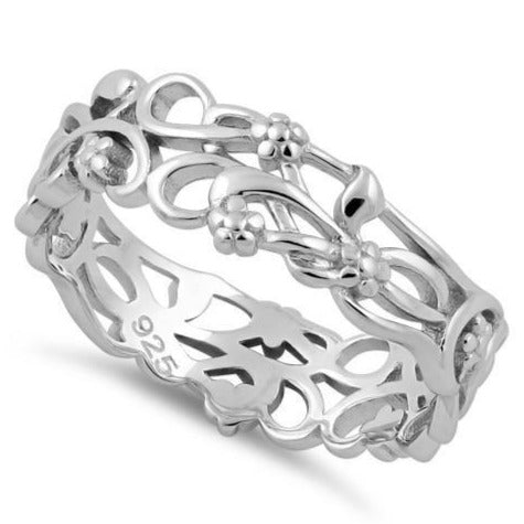 Sterling Silver Floral Band Ring