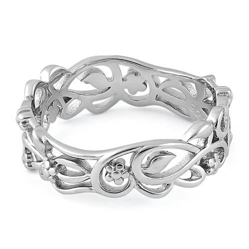 Sterling Silver Floral Band Ring