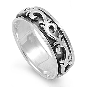 Sterling Silver Spinner Floral Band Ring