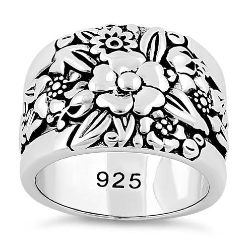 Sterling Silver Floral Design Ring