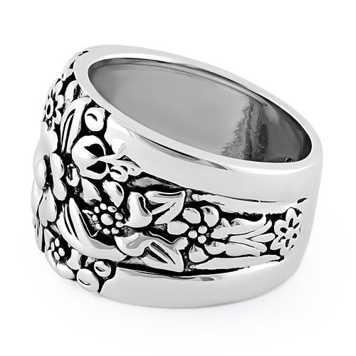 Sterling Silver Floral Design Ring