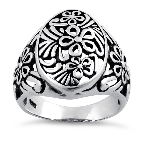 Sterling Silver Floral Elegant Ring