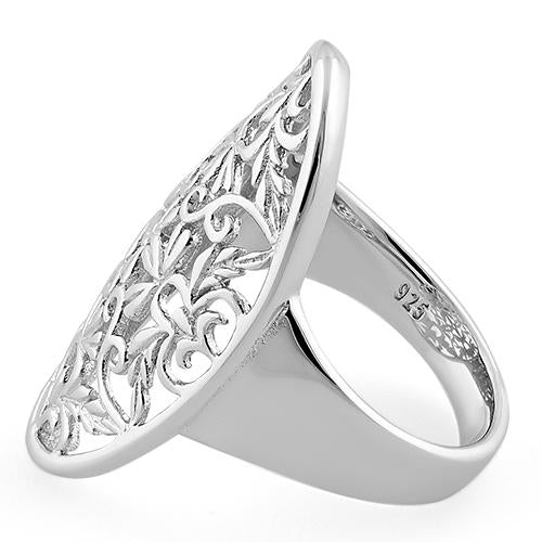 Sterling Silver Floral Garden Oval Ring