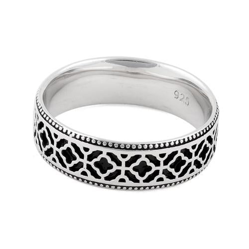 Sterling Silver Floral Pattern Ring