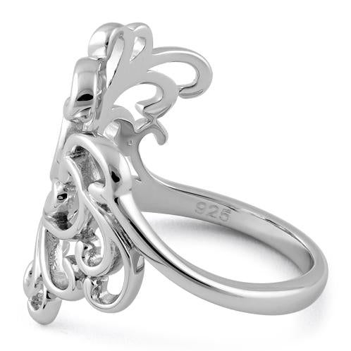 Sterling Silver Floral Swirls Ring