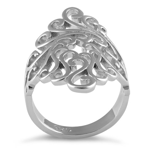 Sterling Silver Floral Wave Ring