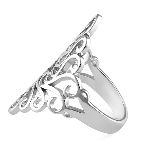 Sterling Silver Floral Wave Ring