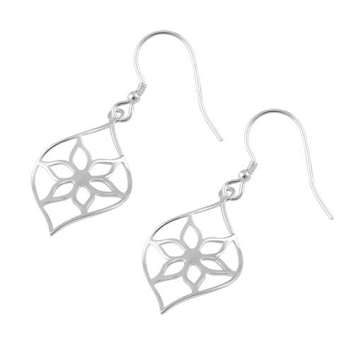 Sterling Silver Flower Hook Earrings