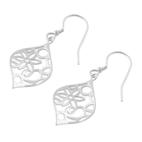 Sterling Silver Flower Hook Earrings