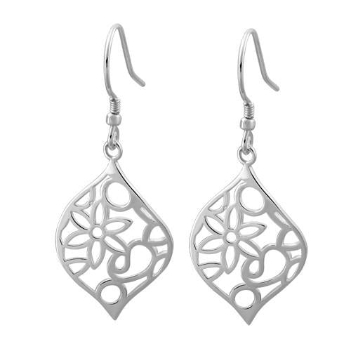 Sterling Silver Flower Hook Earrings