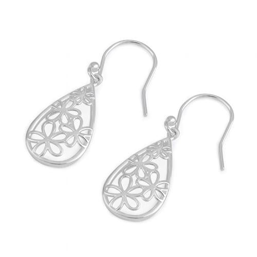 Sterling Silver Flower Hook Earrings