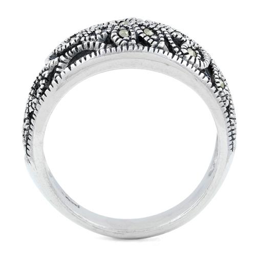 Sterling Silver Flower Marcasite Ring