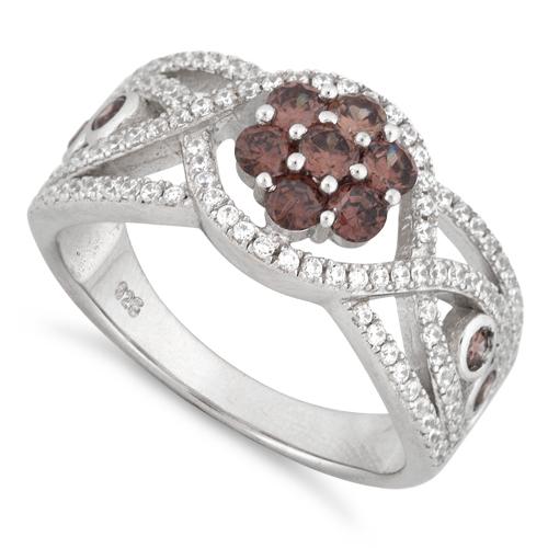 Sterling Silver Flower Pave CZ Ring