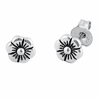 Sterling Silver Flower Plumeria Stud Earrings