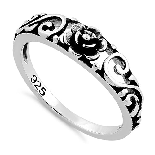 Sterling Silver Flower Swirl Ring