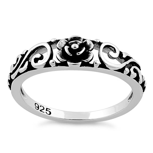 Sterling Silver Flower Swirl Ring