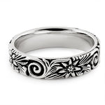 Sterling Silver Flower & Swirls Eternity Band