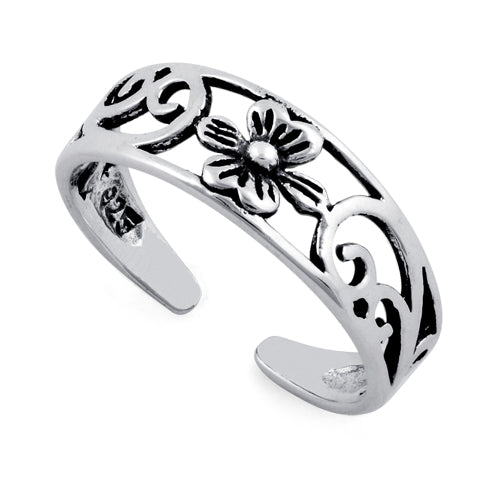 Sterling Silver Flower Toe Ring