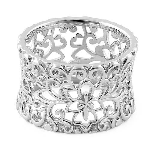 Sterling Silver Flower & Vines Eternity Ring