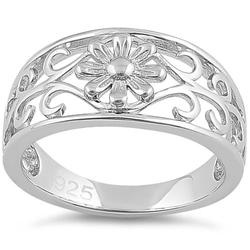 Sterling Silver Flower & Vines Ring