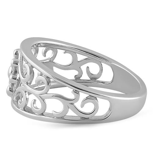 Sterling Silver Flower & Vines Ring