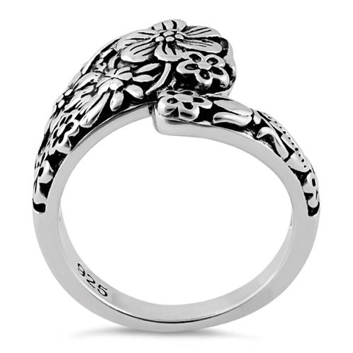 Sterling Silver Flowers Spoon Ring