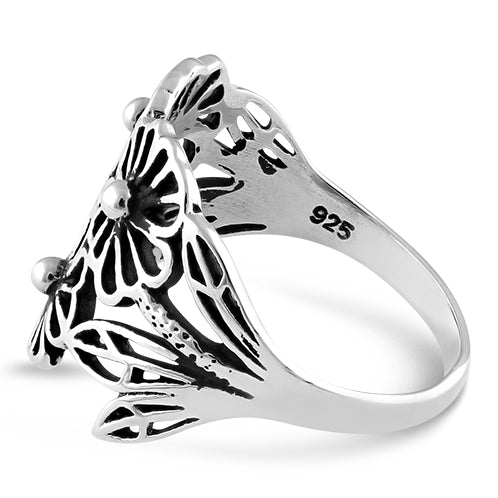 Sterling Silver Flowers Ring