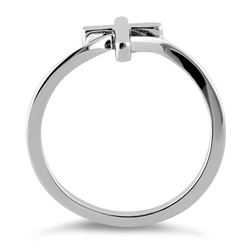 Sterling Silver Fluid Cross Ring